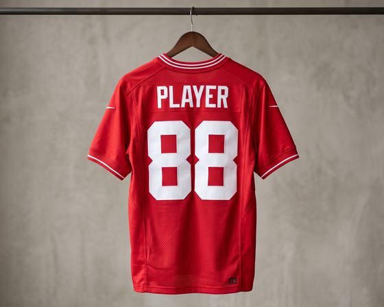 Player name lettering on a jersey back