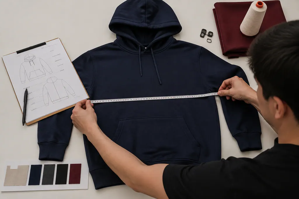 Reference garment being measured for a development brief