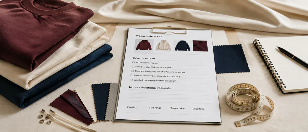 Product references and buyer questions organised into a quotation-ready brief