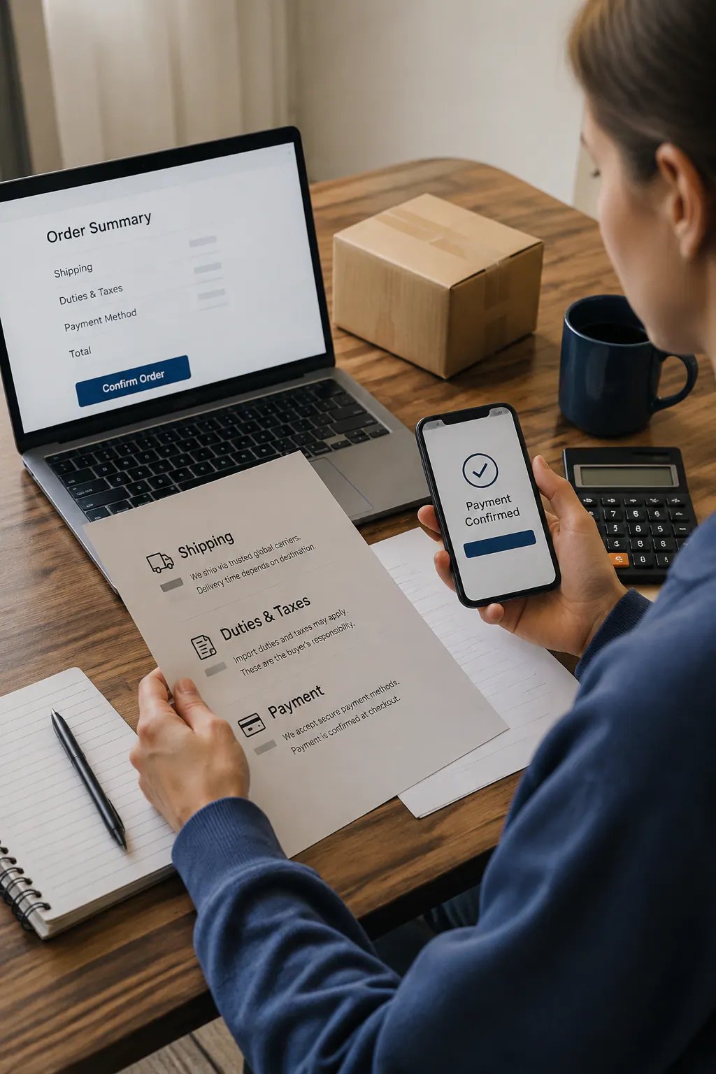 How are shipping, duties and payment confirmed?
