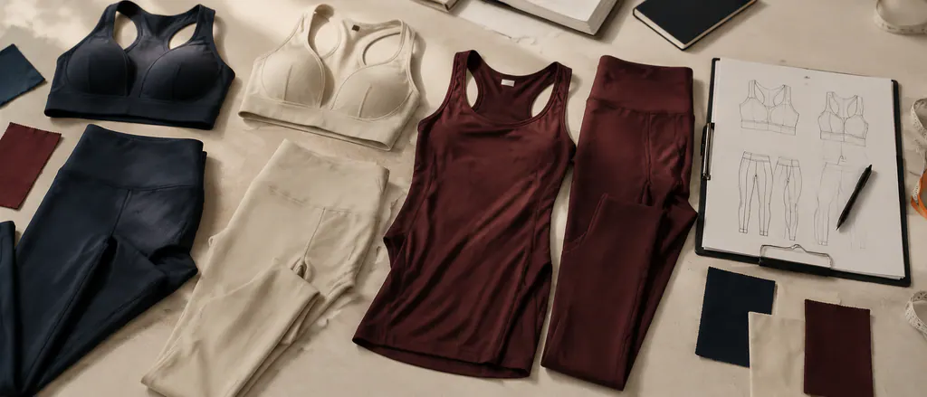 Coordinated fitness garments arranged for a product-development brief