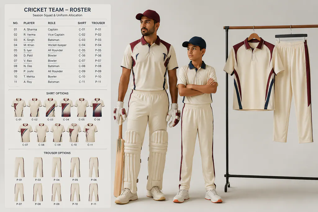 Squad sizing range for Custom Cricket Teamwear