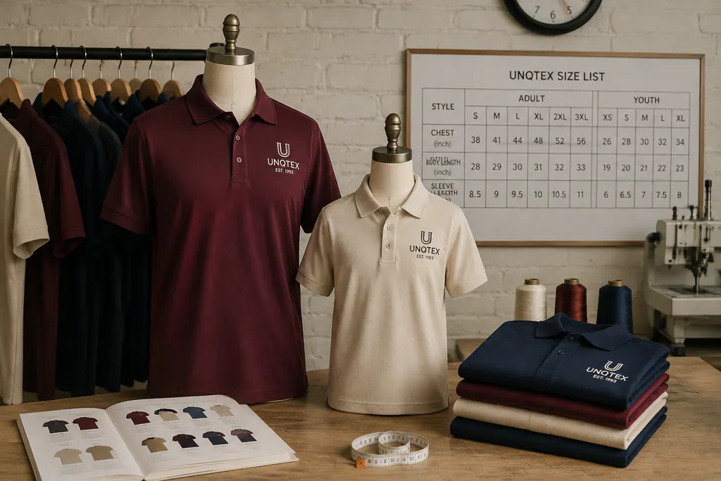 Adult and youth garments shown together for a size-list review